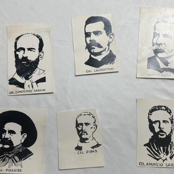 IMG_2183 – Desenhos dos personagens históricos do Brasil e Uruguai da Revolução Federalista (1893 – 1895) Gal. Gumercindo Saraiva (Gumercindo Saraiva), Gal. Laurentino, Almte. Custódio de Melo, Almirante Custódio José de Melo (1840–1902), Gal. Piragibe, Cel. Ribas e Cel. Aparício Saraiva